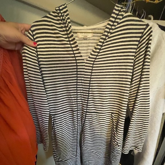 Striped Dress with Pockets and Hood - Picture 1 of 1
